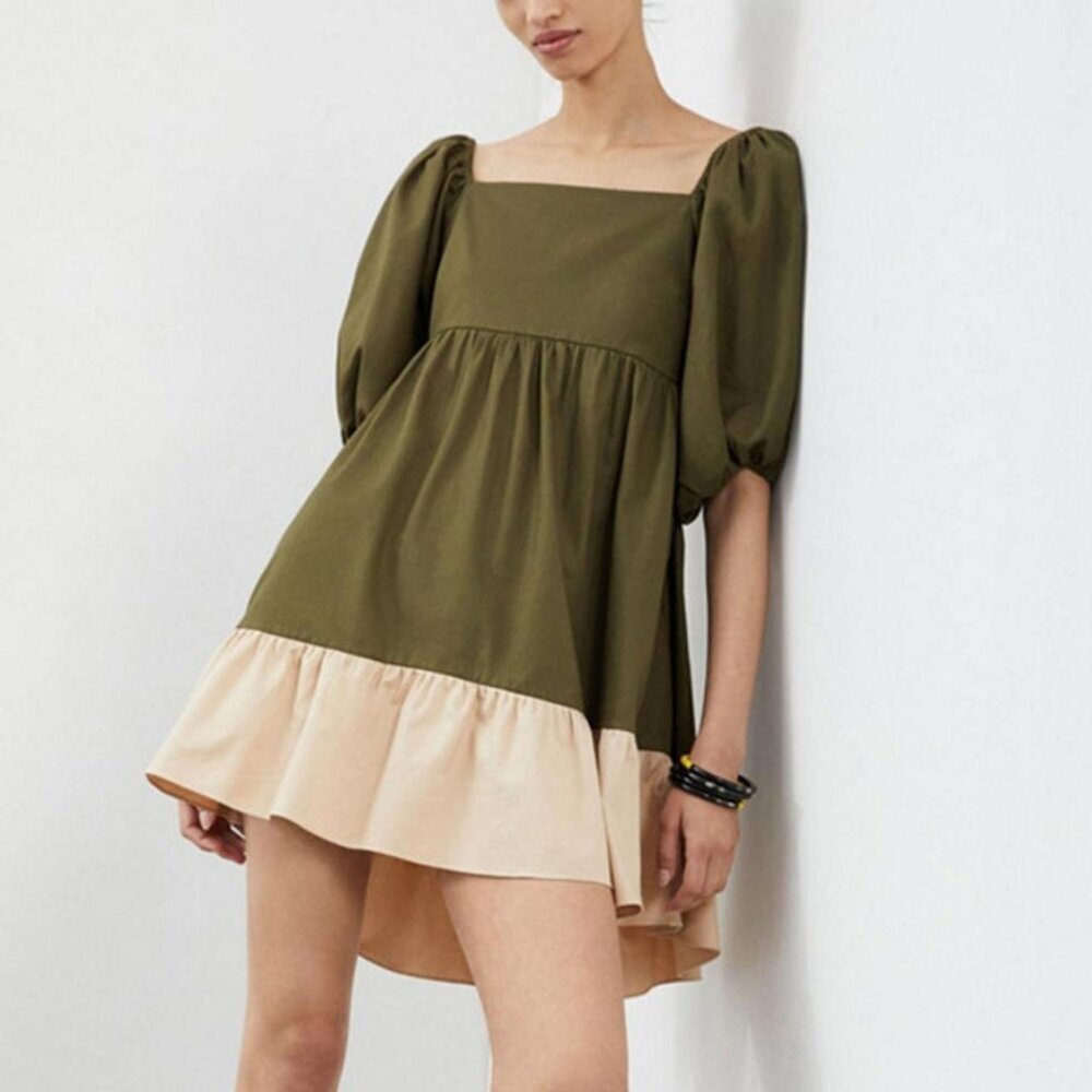 Sachin & Babi for Anthropologie Olive Colorblock Mini Dress Size S